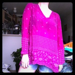 Magenta Johnny Was Eyelet Blouse